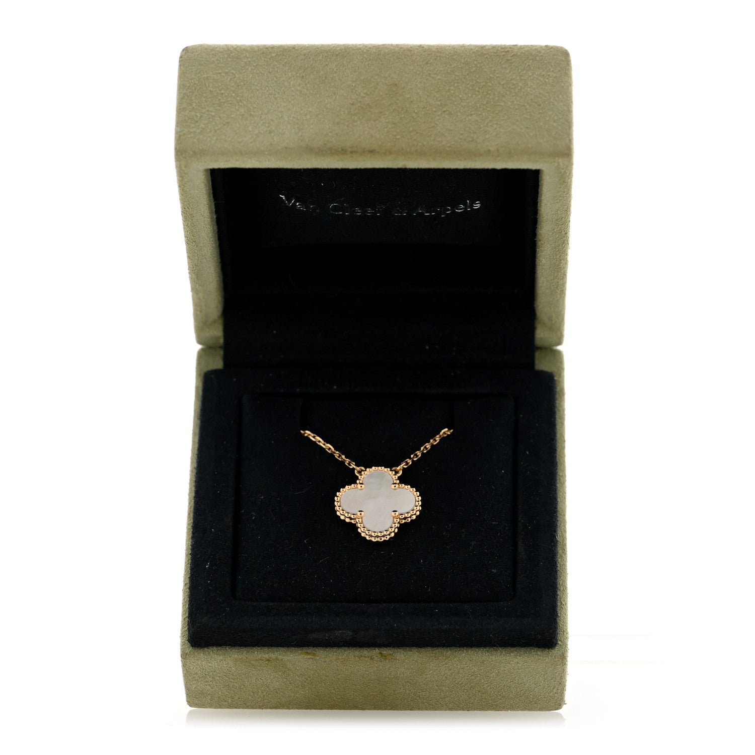 Van Cleef & Arpels 18K Yellow Gold Mother of Pearl Vintage Alhambra Pendant Necklace 5 of 5