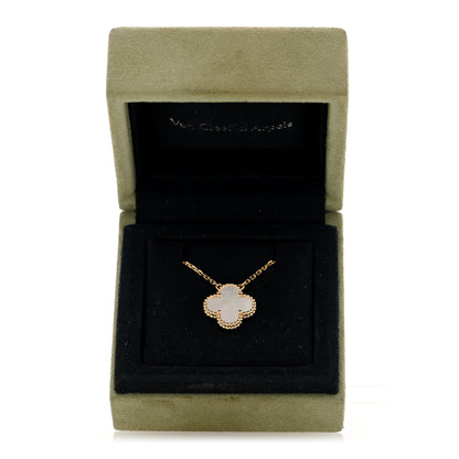 Van Cleef & Arpels 18K Yellow Gold Mother of Pearl Vintage Alhambra Pendant Necklace 5 of 5