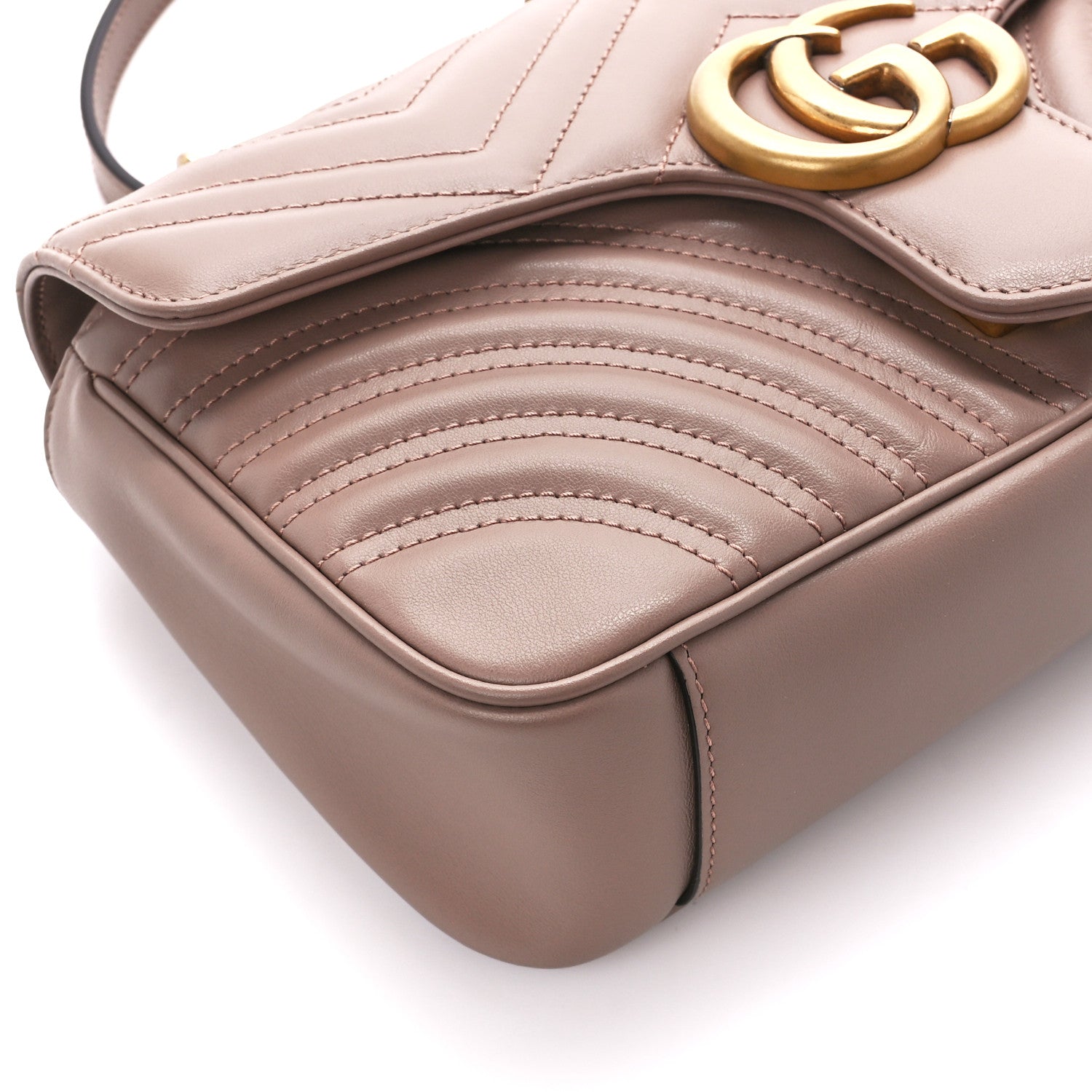 Gucci Calfskin Matelasse Small GG Marmont Shoulder Bag Porcelain Rose 9 of 13