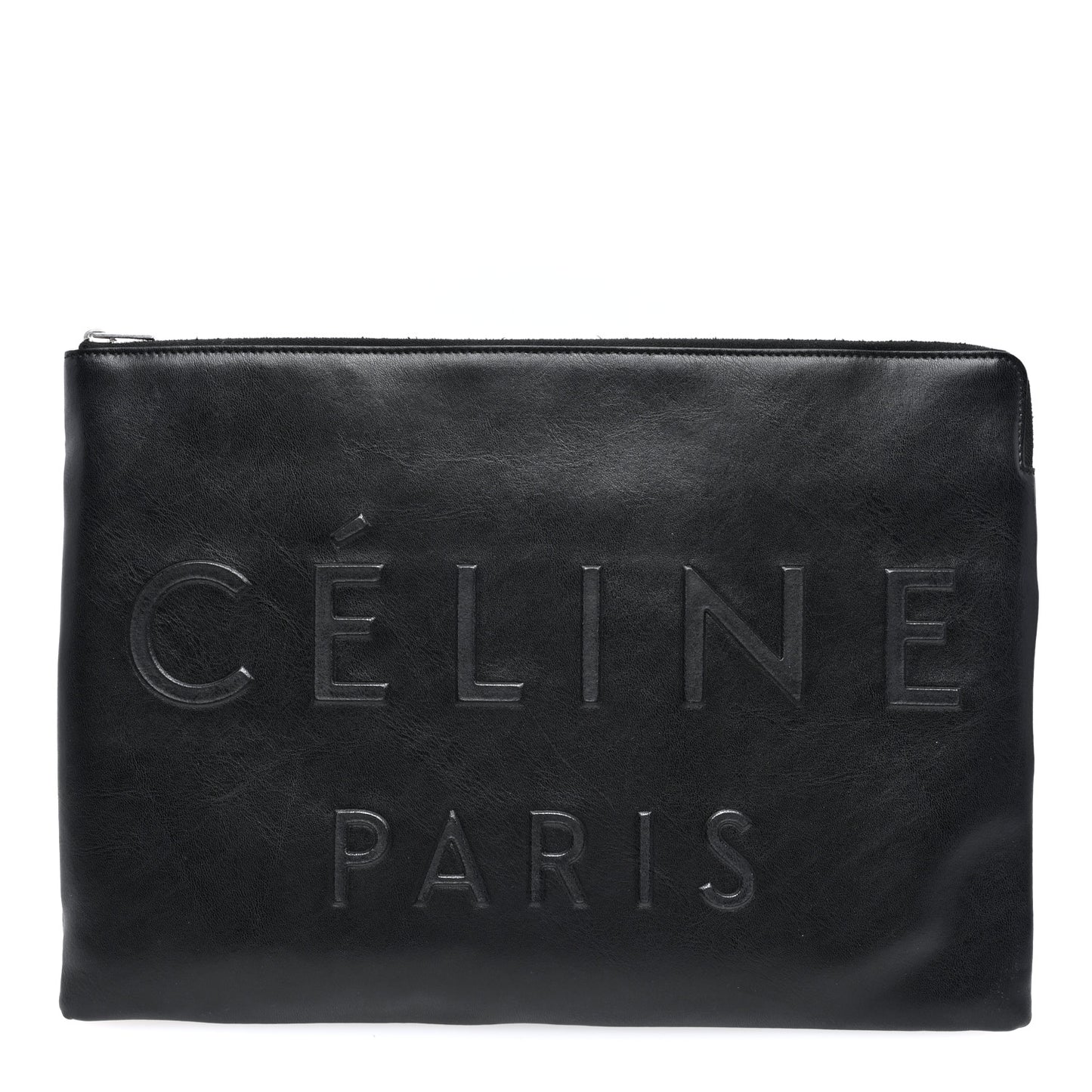 Calfskin Large Made In Clutch Pouch Black