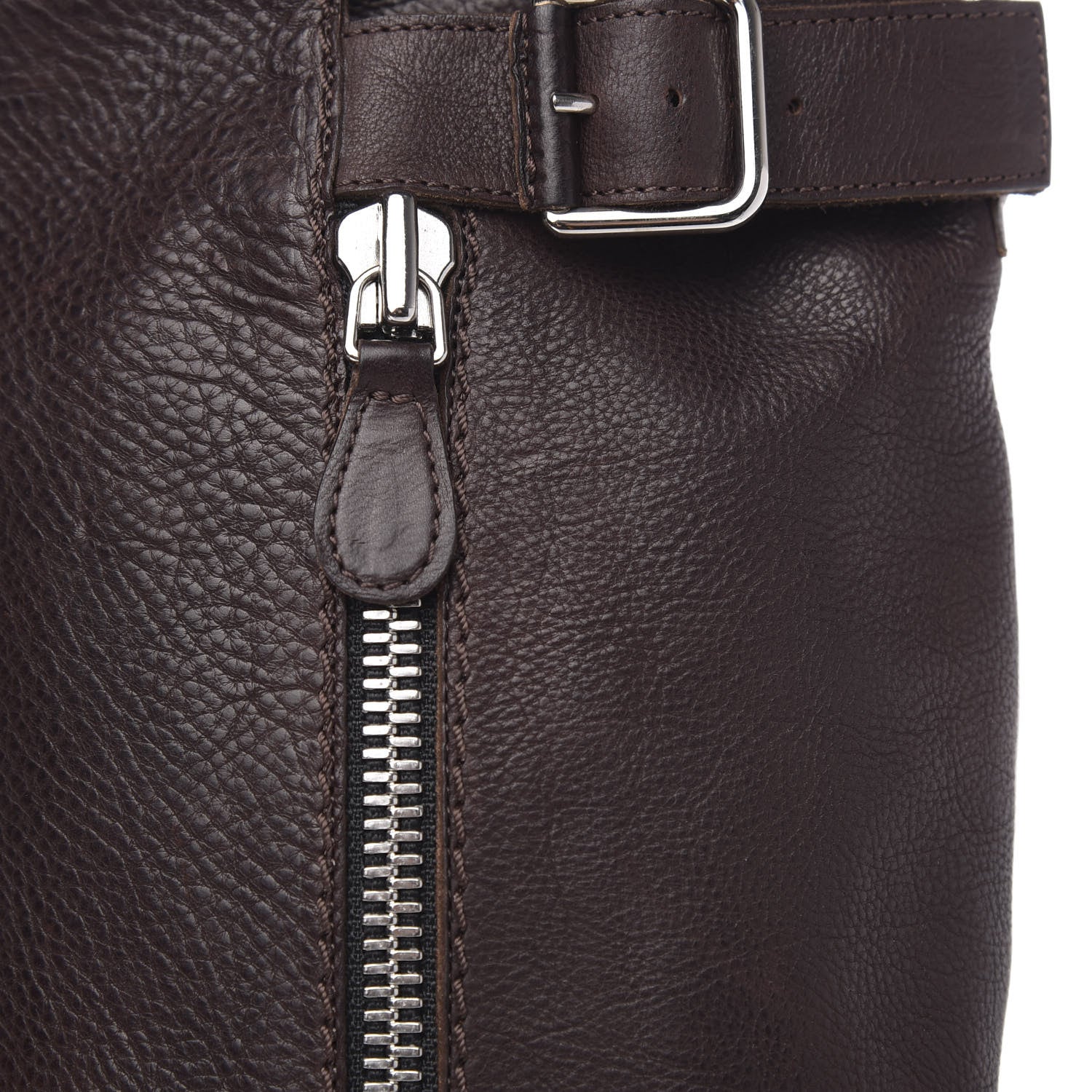 Chanel Calfskin Zipper Buckle Knee High Tall Boots 40 Brown 6 of 9