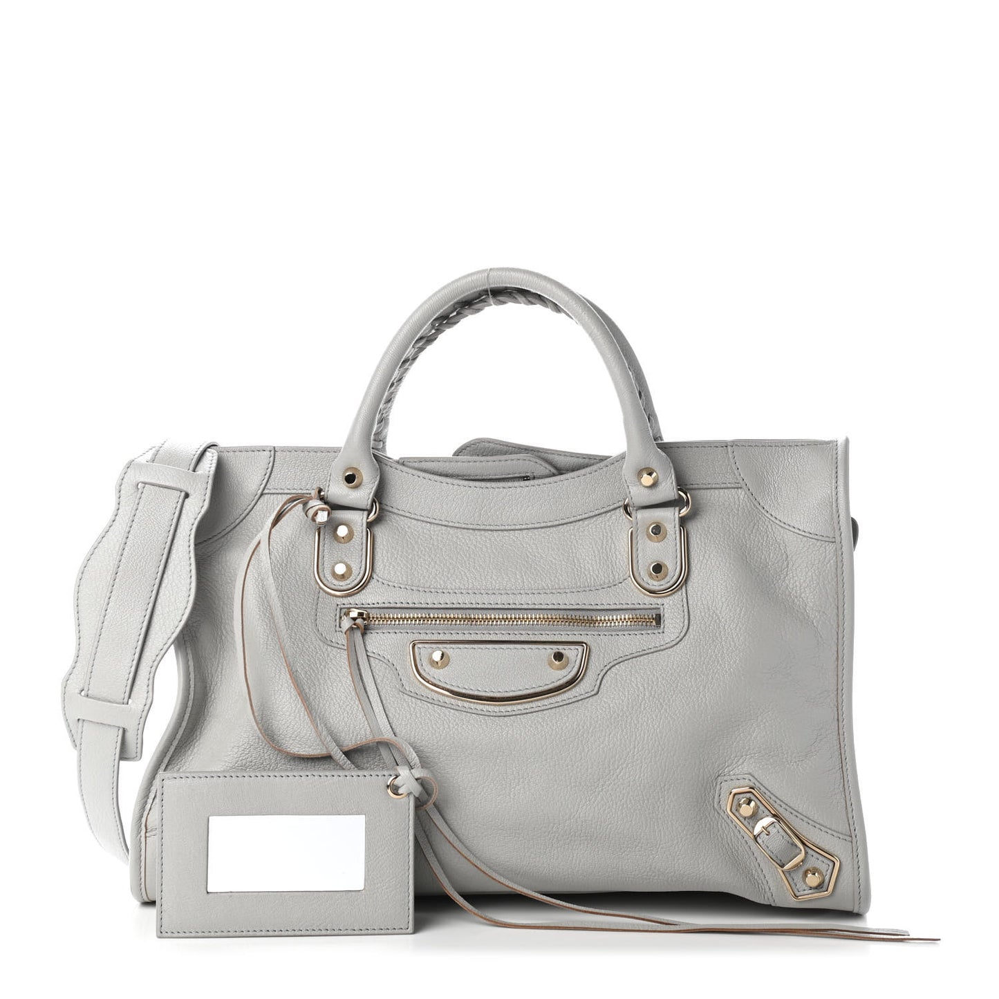 Agneau Gold Metallic Edge Hardware City Gris Glace