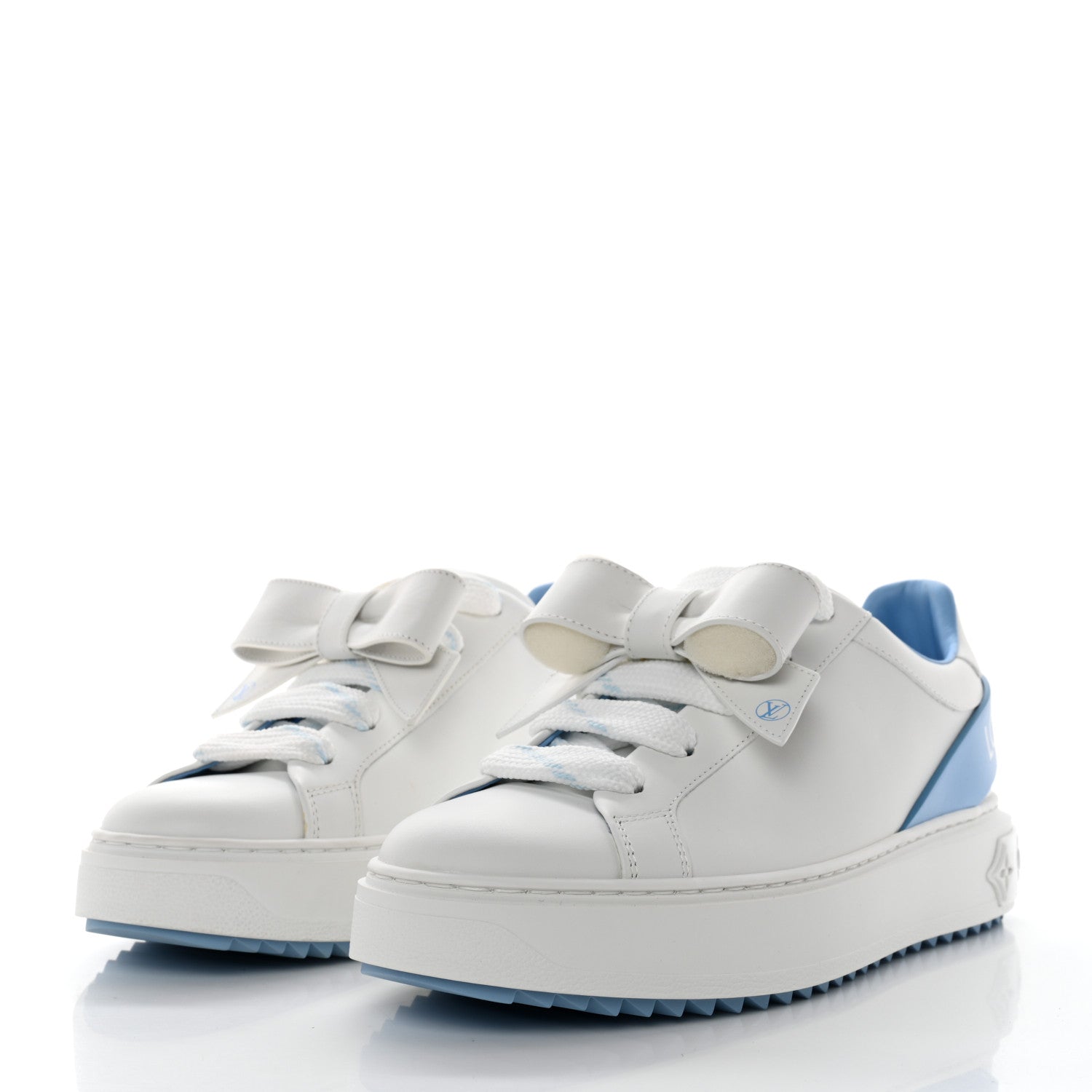 Louis Vuitton Calfskin Time Out Bow Sneakers 37.5 Blue 3 of 9