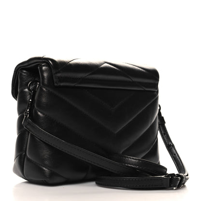 Saint Laurent Calfskin Y Quilted Monogram Monochrome Toy Loulou Crossbody Bag Black 3 of 11