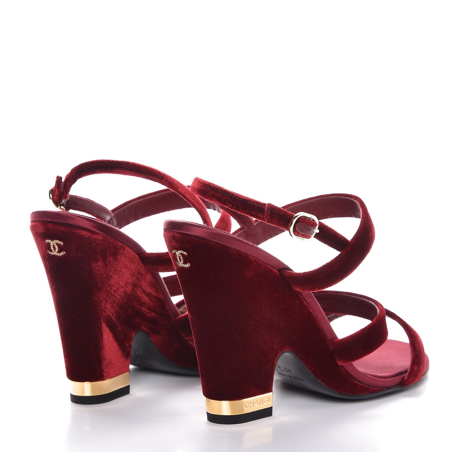 Chanel Velvet Wedge Sandal 40.5 Burgundy 4 of 8