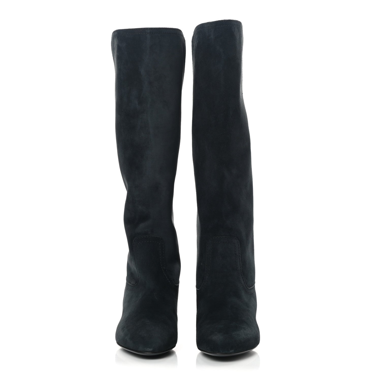 Chanel Suede CC Boots 37.5 Navy Blue 2 of 10