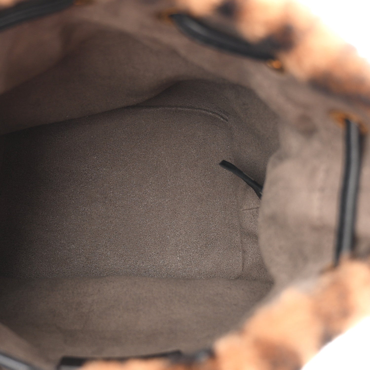 Fendi Shearling Vitello Dolce F is Fendi Macro FF 1974 Mini Mon Tresor Bucket Bag Tobacco Black 5 of 10