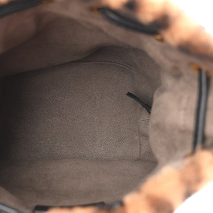 Fendi Shearling Vitello Dolce F is Fendi Macro FF 1974 Mini Mon Tresor Bucket Bag Tobacco Black 5 of 10