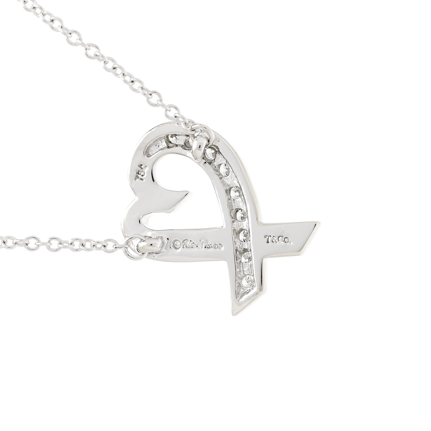 Tiffany 18K White Gold Diamond Small Paloma Picasso Loving Heart Necklace 4 of 4
