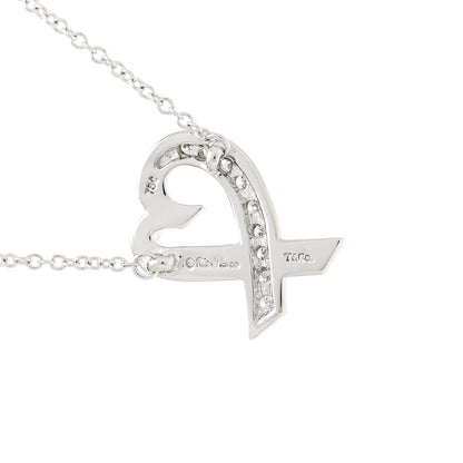 Tiffany 18K White Gold Diamond Small Paloma Picasso Loving Heart Necklace 4 of 4