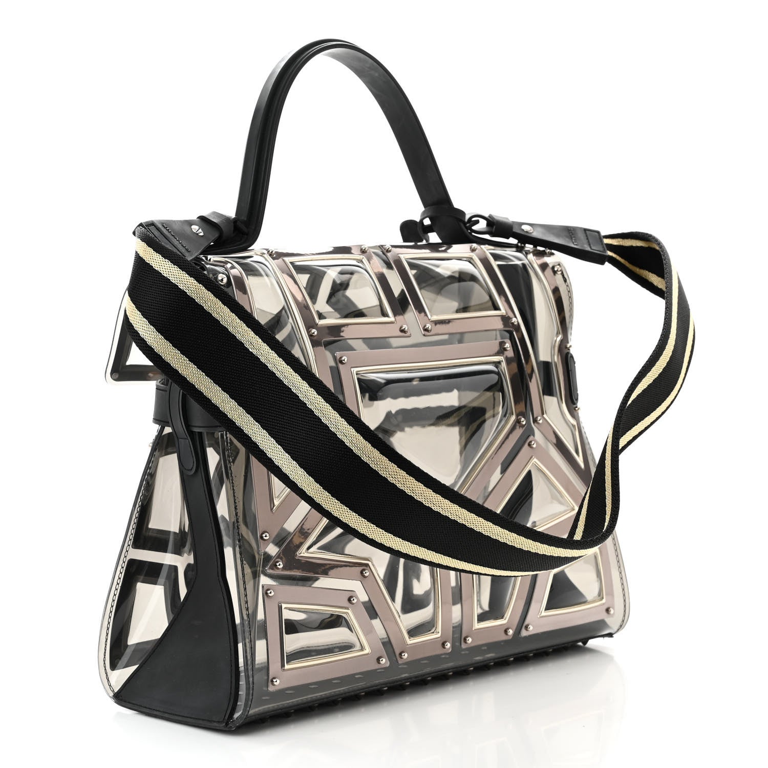 Delvaux Vinyl Gladiator Tempete Satchel Antique Silver Gold 3 of 9