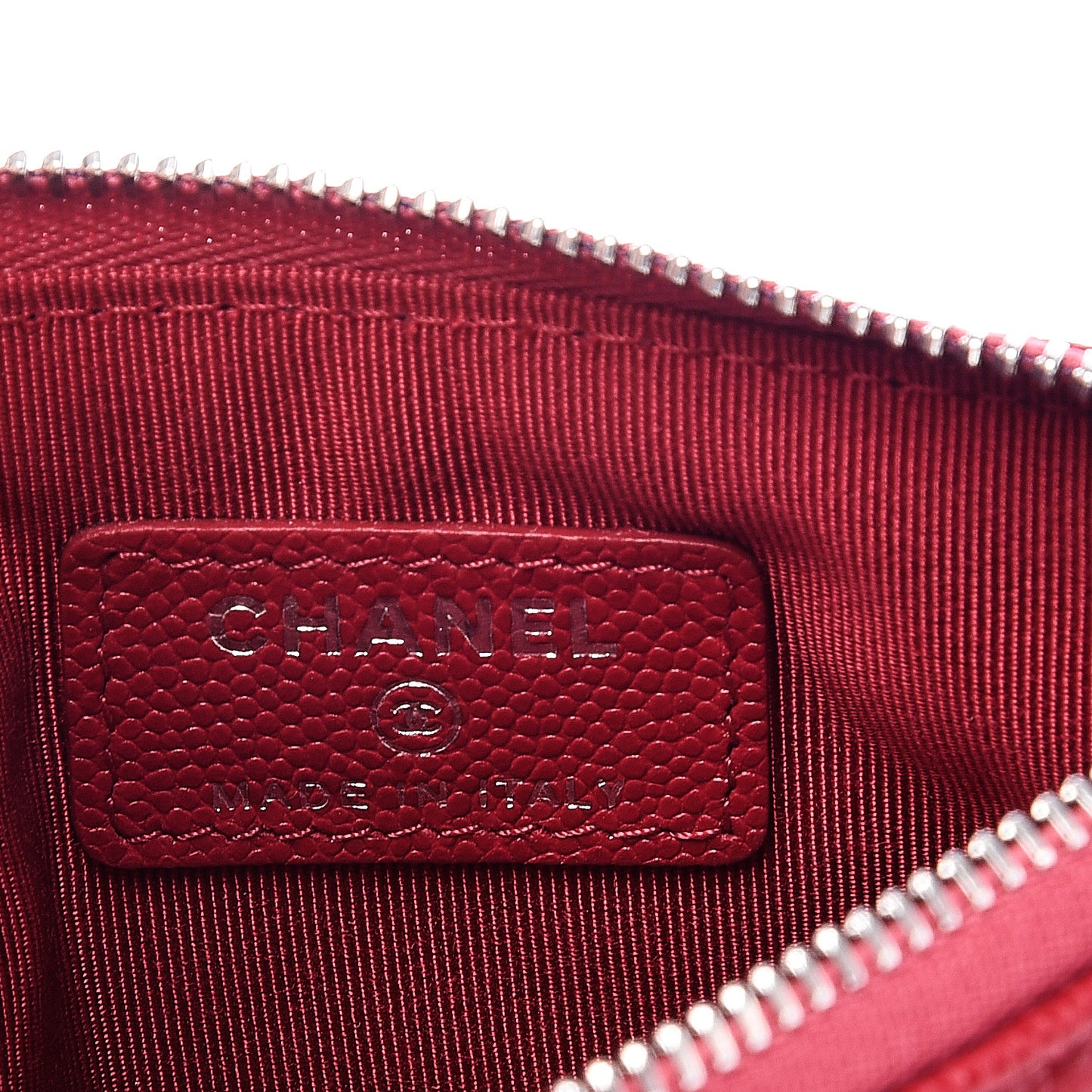 Caviar Quilted Small Cosmetic Case Dark Red