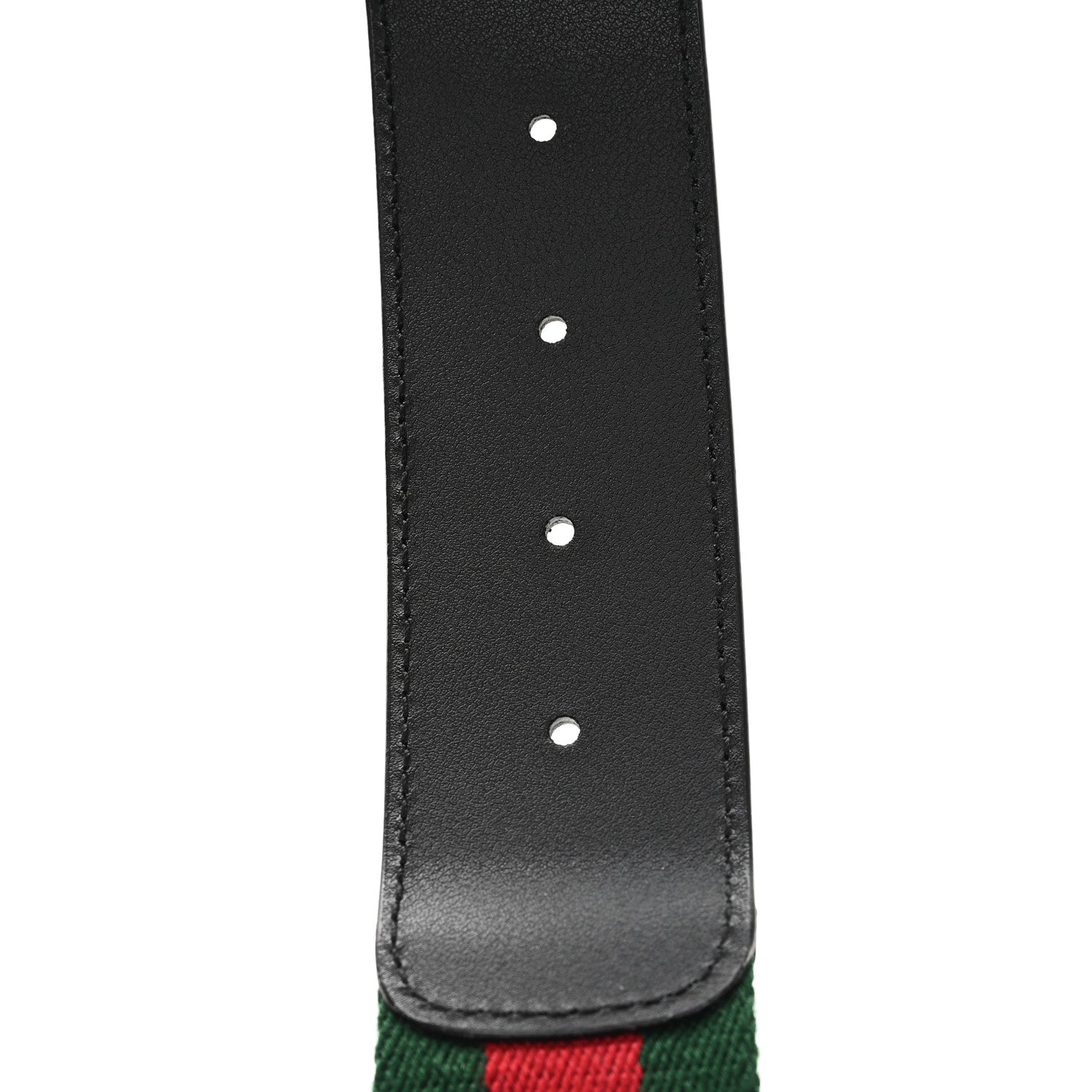Gucci Nylon Calfskin Double G Web 40mm Belt 85 34 Green Red Black 4 of 5