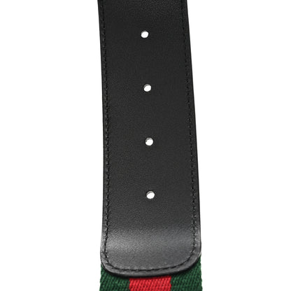Gucci Nylon Calfskin Double G Web 40mm Belt 85 34 Green Red Black 4 of 5