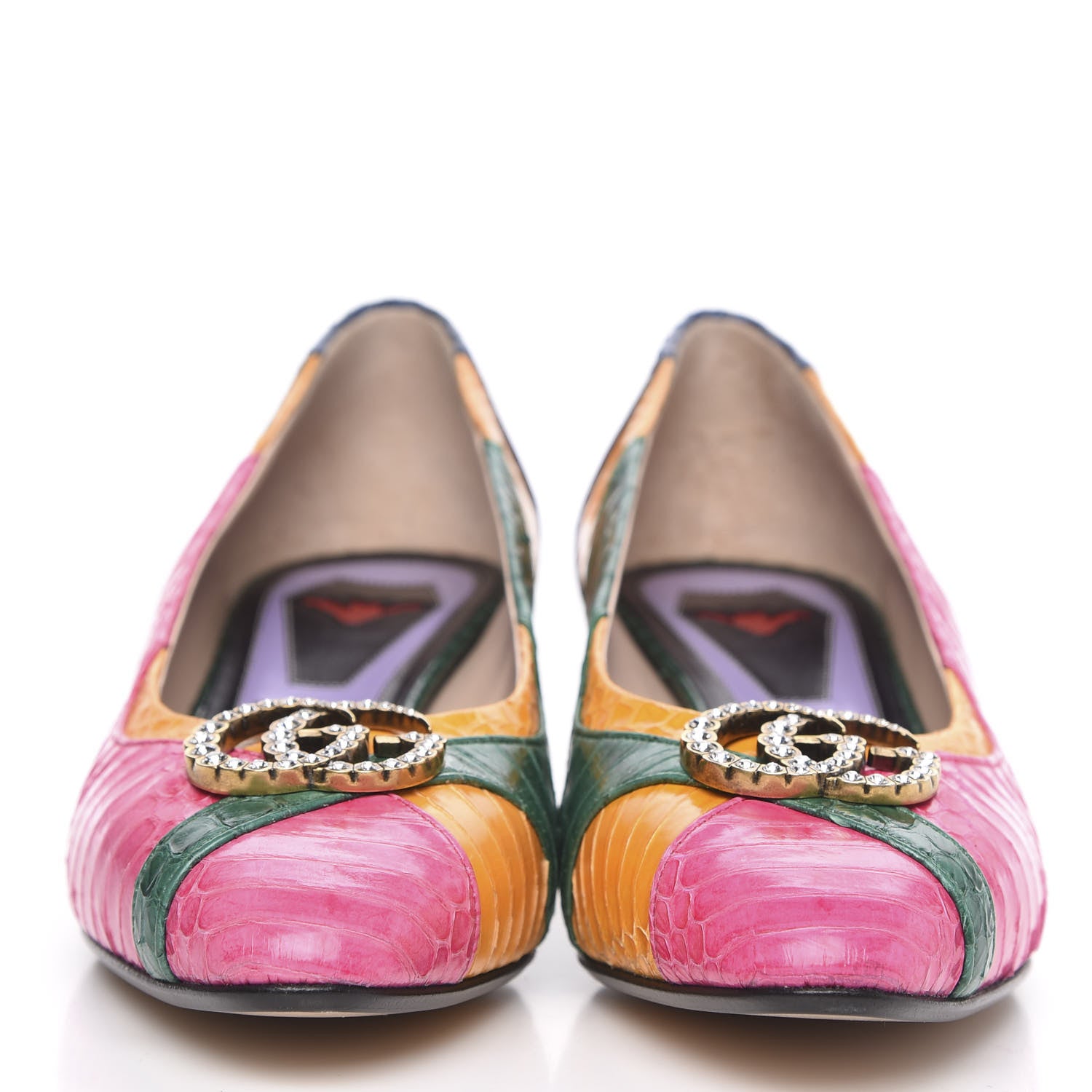 Gucci Snakeskin Crystal Double G Pumps 36 Pink 2 of 9