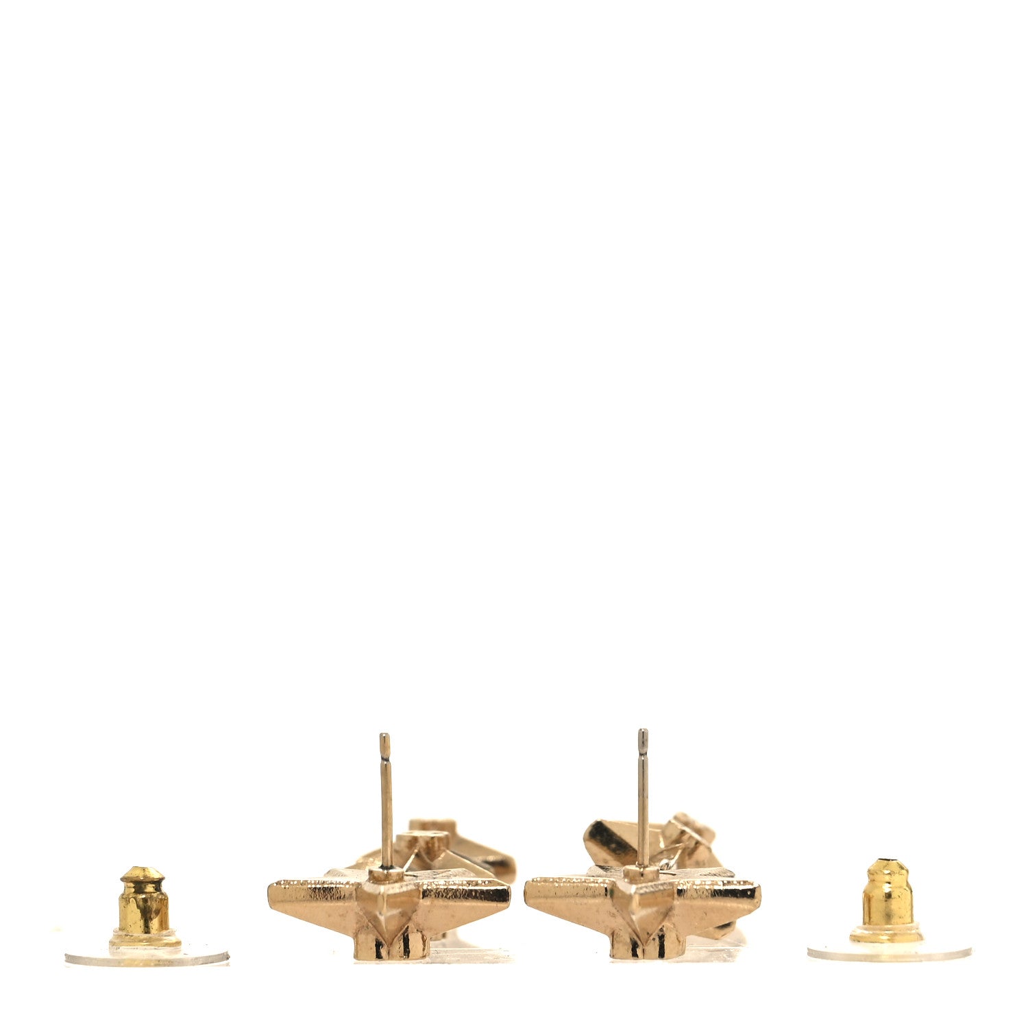 Chanel Metal CC Triple Star Drop Earrings Gold 3 of 5