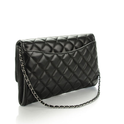 Chanel Lambskin Quilted Clutch With Chain Flap Black 3 of 8