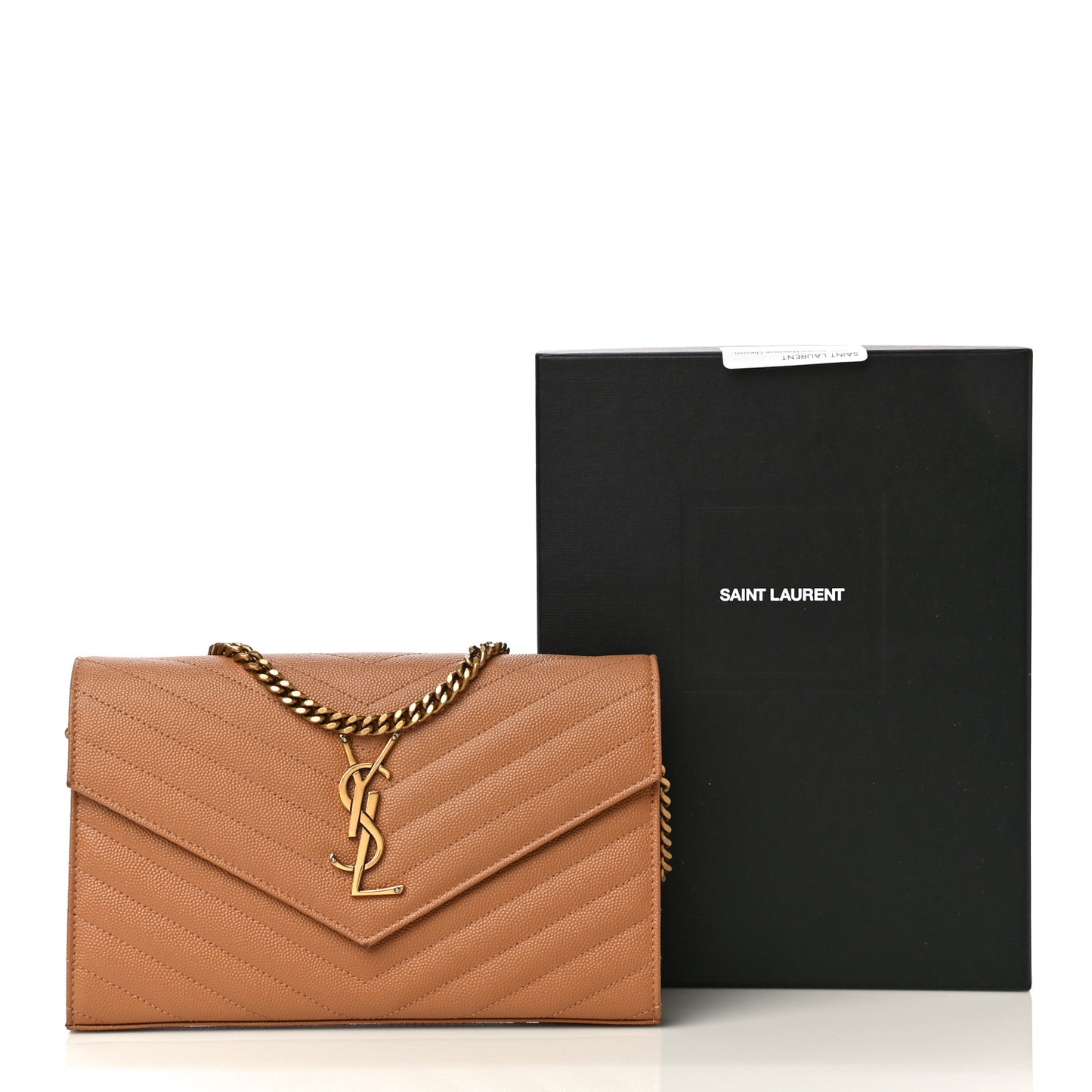 Grain De Poudre Matelasse Chevron Monogram Chain Wallet Dune