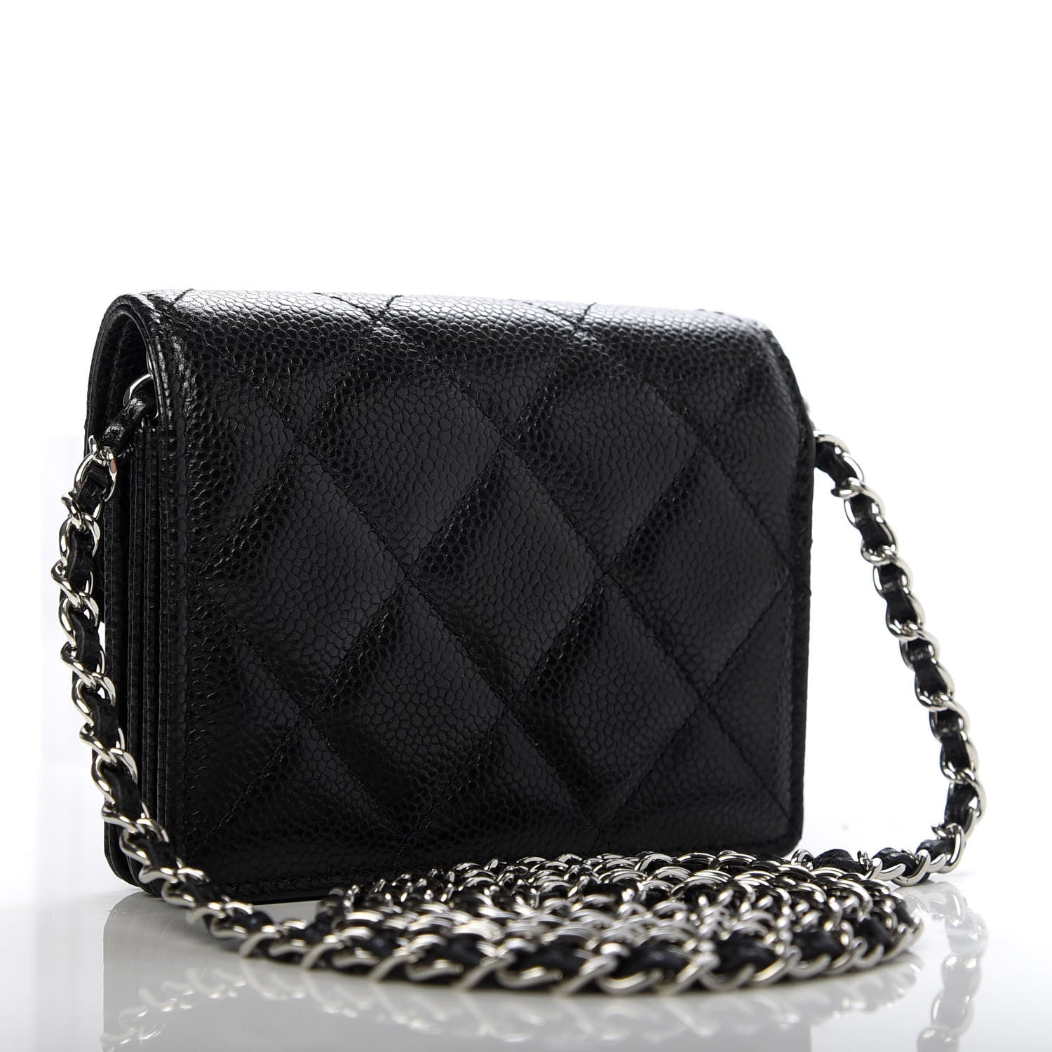 Chanel Caviar Quilted Flap Card Holder On Chain Black 3 of 8