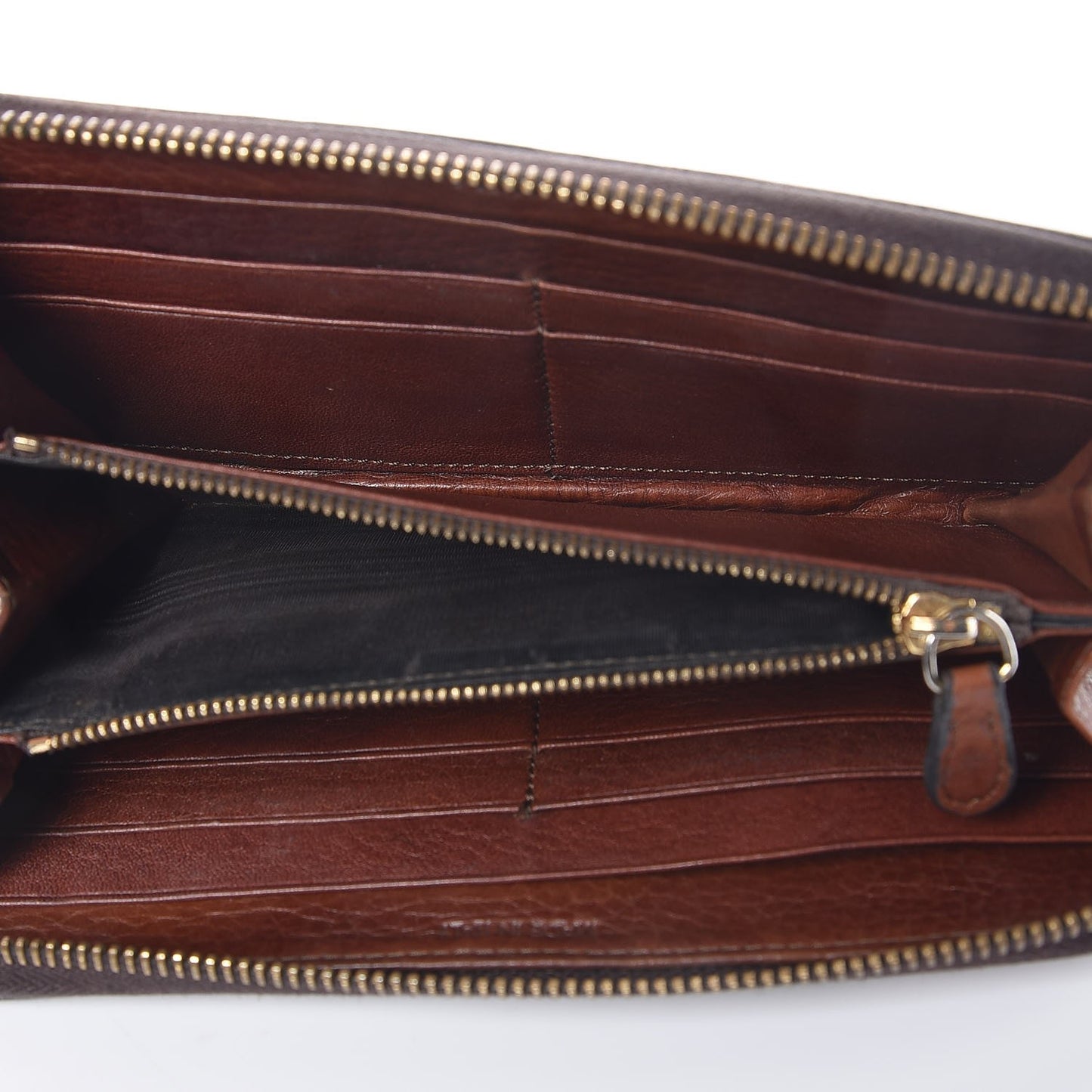 Vitello Daino Metal Zip Around Wallet Cacao
