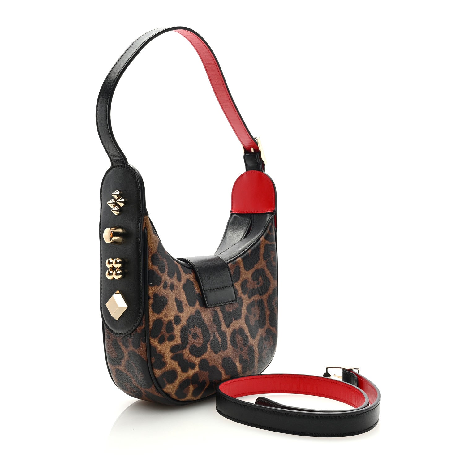 Christian Louboutin Calfskin Leopard Print Mini Carasky Shoulder Bag Black 3 of 8