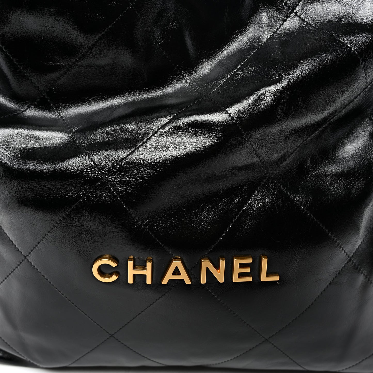 Shiny Calfskin Quilted Chanel 22 Black