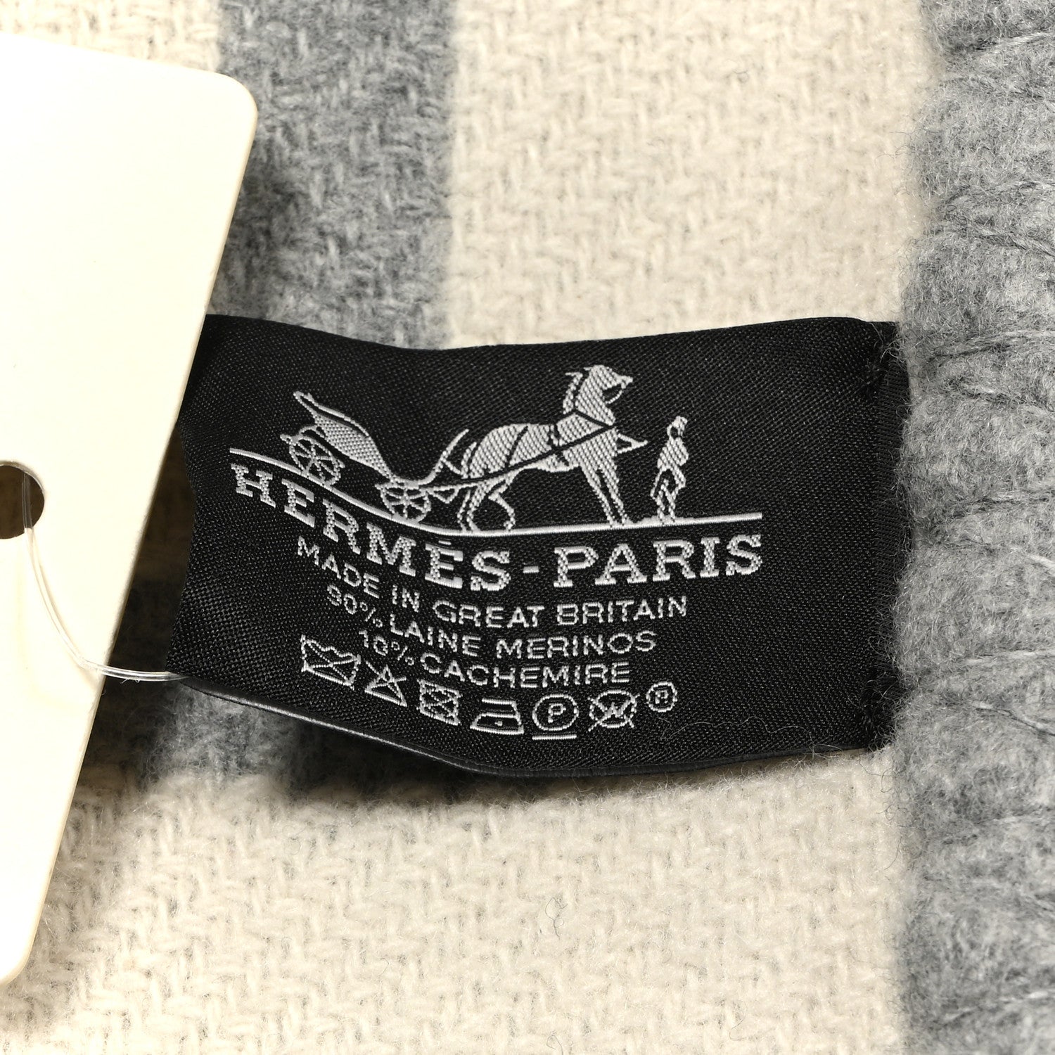 Hermes Wool Cashmere Avalon III Blanket Ecru Gris Clair 3 of 4