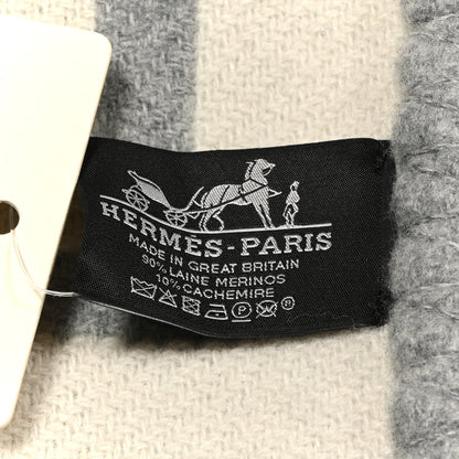 Hermes Wool Cashmere Avalon III Blanket Ecru Gris Clair 3 of 4