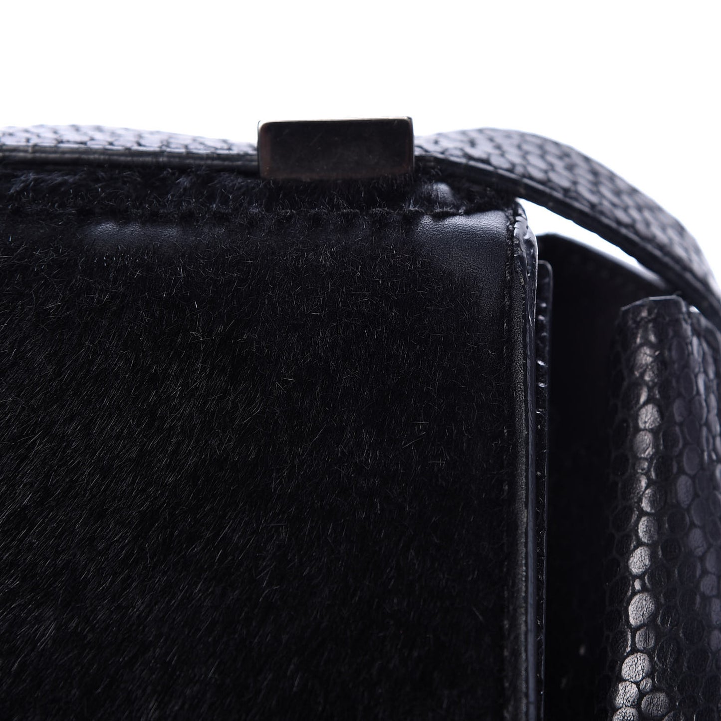 Calf Hair Calfskin Medium Pandora Box Crossbody Bag Black