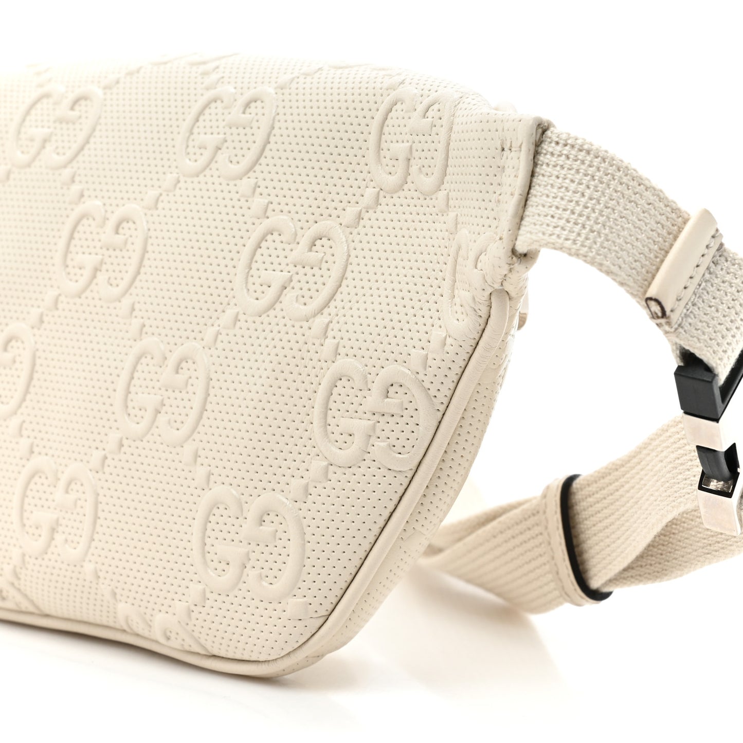 Calfskin GG Tennis Embossed Belt Bag Mystic White