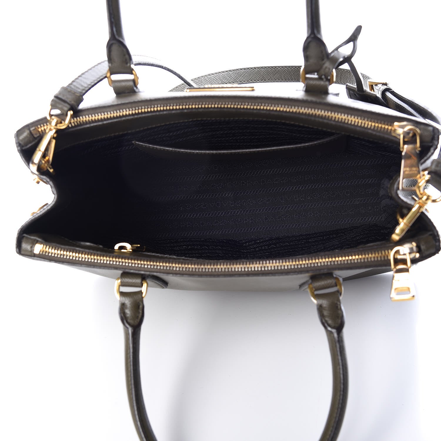 Prada Saffiano Small Galleria Double Zip Tote Militare 7 of 16