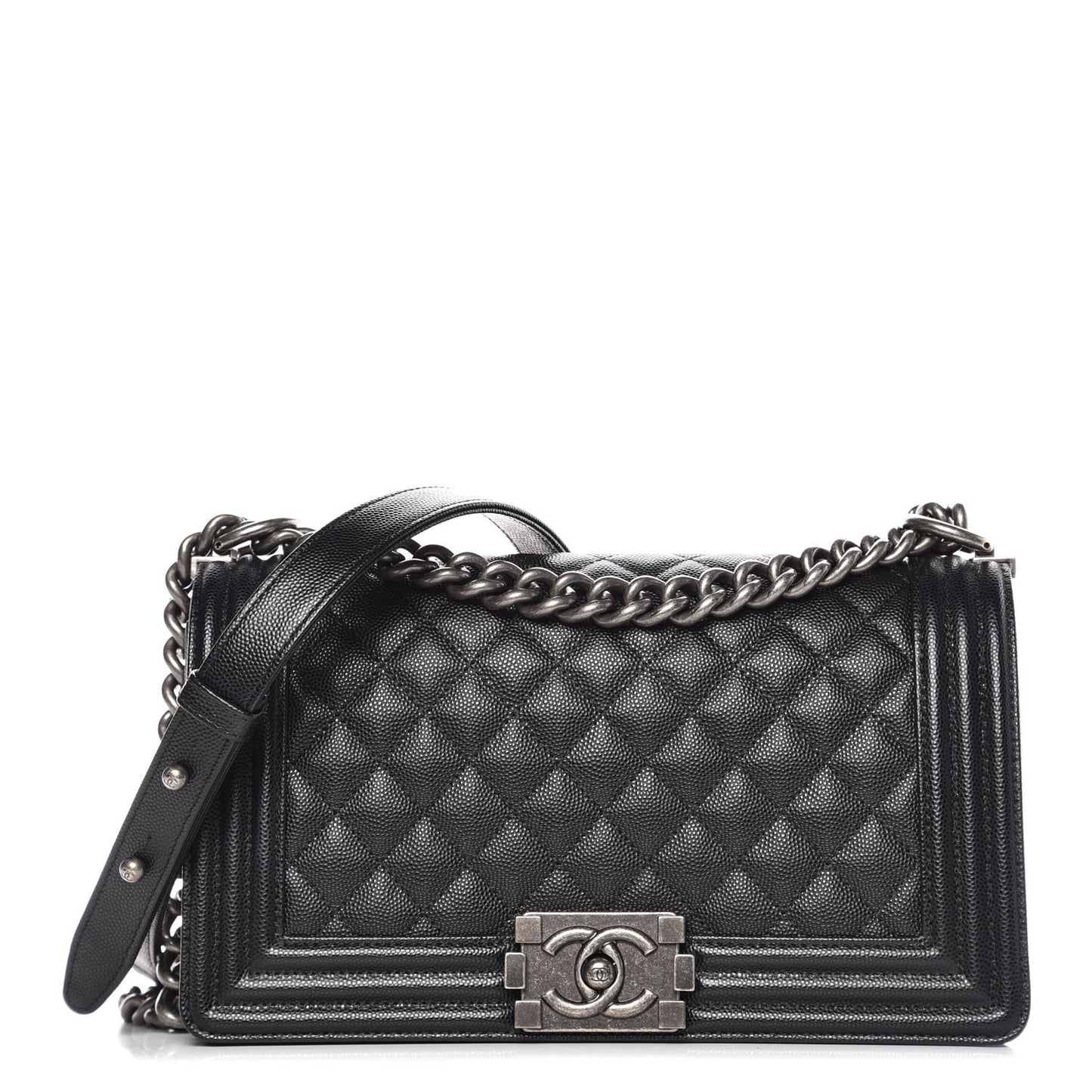 Caviar Quilted Medium Boy Flap Black