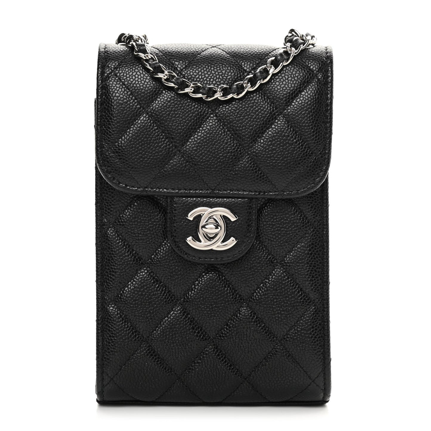 Caviar Quilted Classic Phone Holder Black