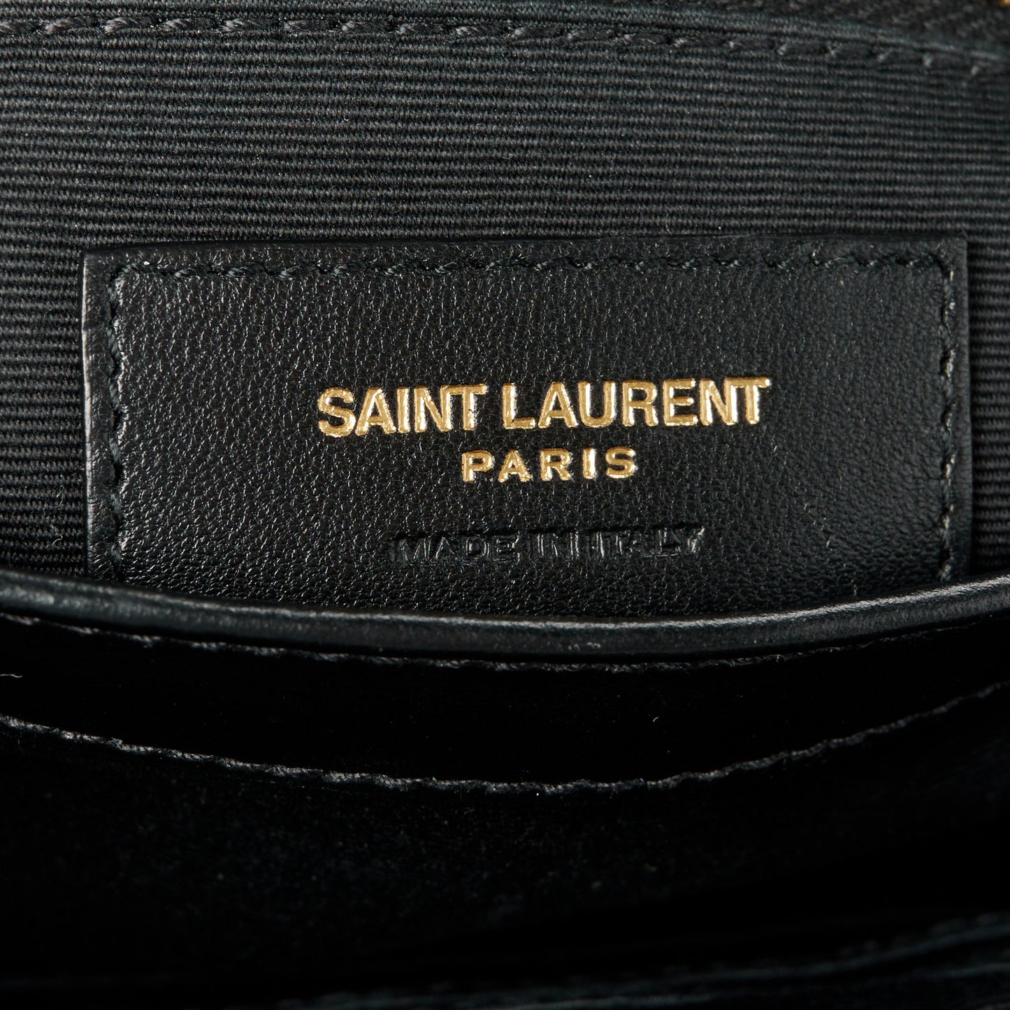 Calfskin Y Quilted Monogram Toy Loulou Crossbody Bag Black