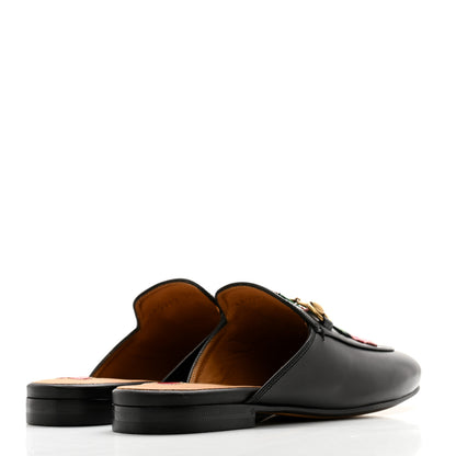Gucci Calfskin Flower Embroidered Princetown Slippers 35.5 Black 4 of 10