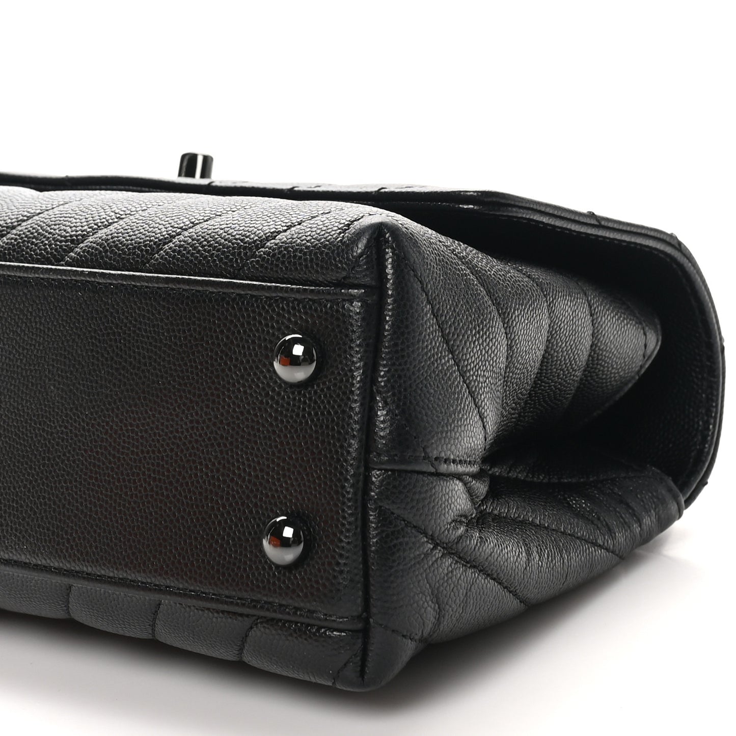Caviar Chevron Quilted Mini Coco Handle Flap So Black