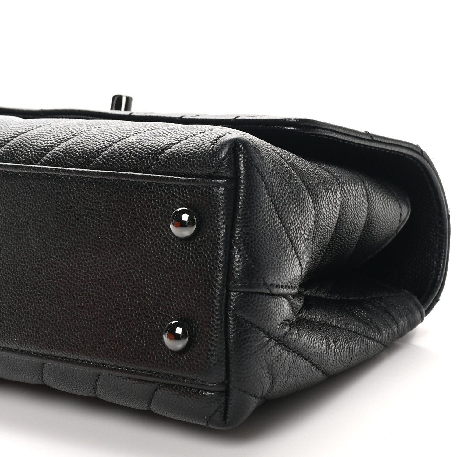 Chanel Caviar Chevron Quilted Mini Coco Handle Flap So Black 10 of 10
