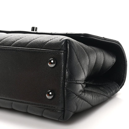 Chanel Caviar Chevron Quilted Mini Coco Handle Flap So Black 10 of 10