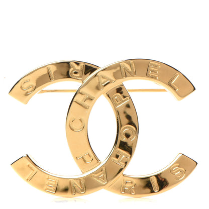 Chanel Metal Paris Button CC Large Brooch Gold 1 of 5