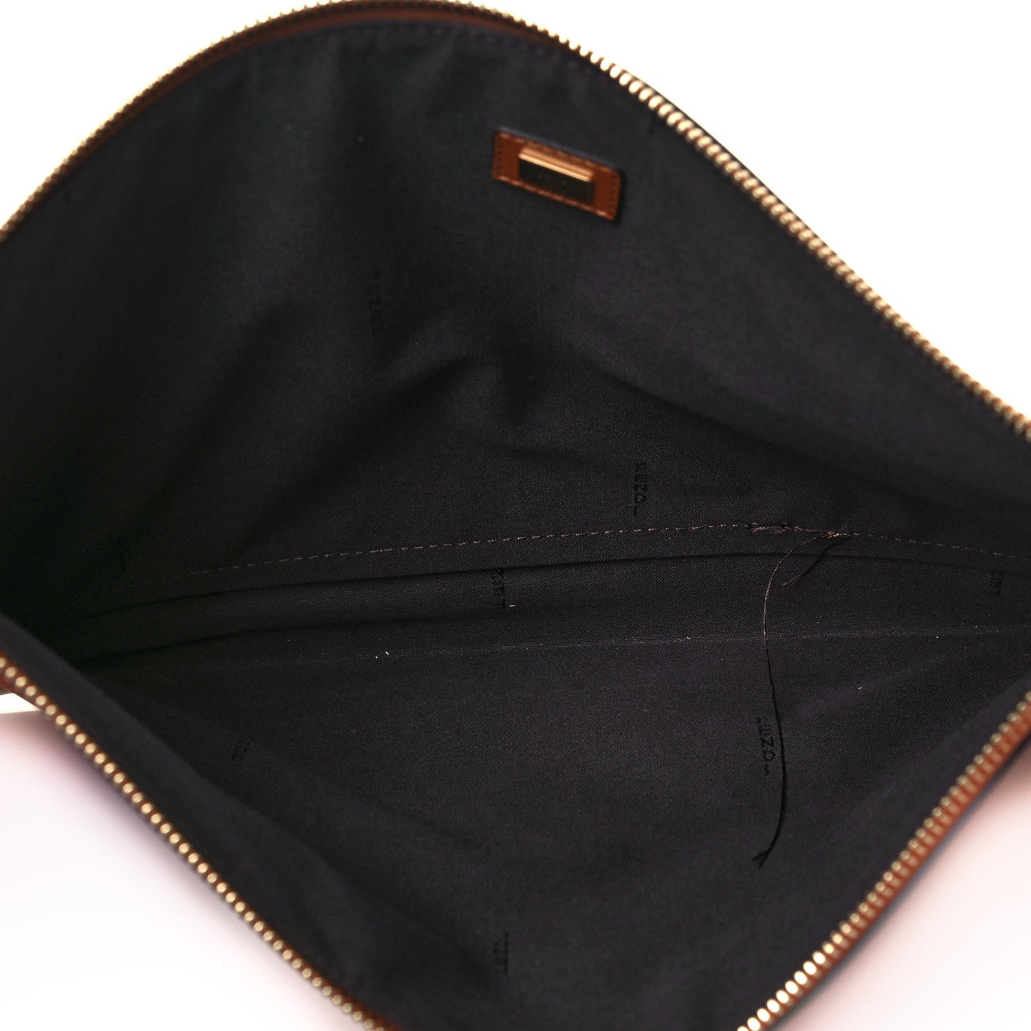 Fendi Vitello King Logo Embossed Large Flat Pouch Cuoio 5 of 12