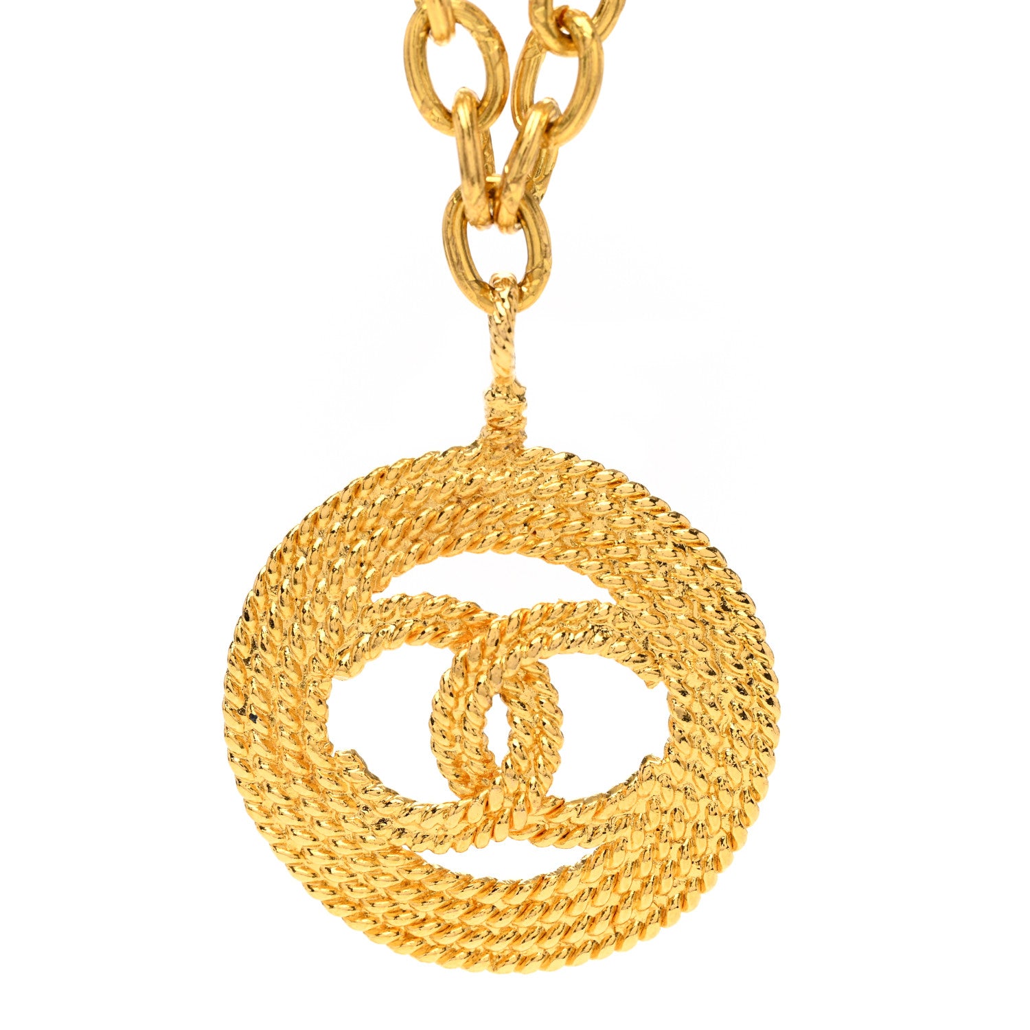 Chanel Metal CC Long Chain Pendant Necklace Gold 4 of 6