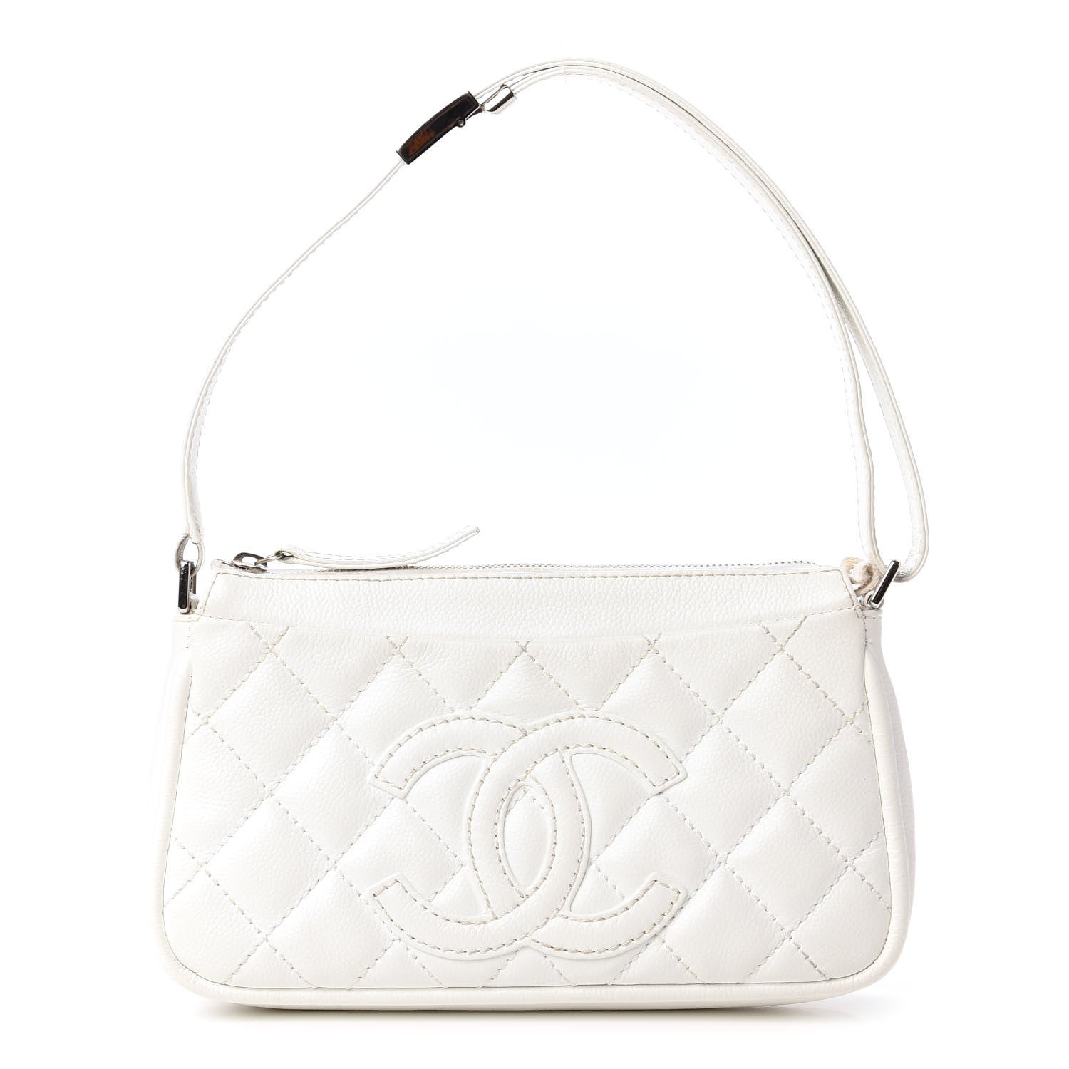 Chanel Caviar Quilted Timeless CC Shoulder Bag White 1 of 12