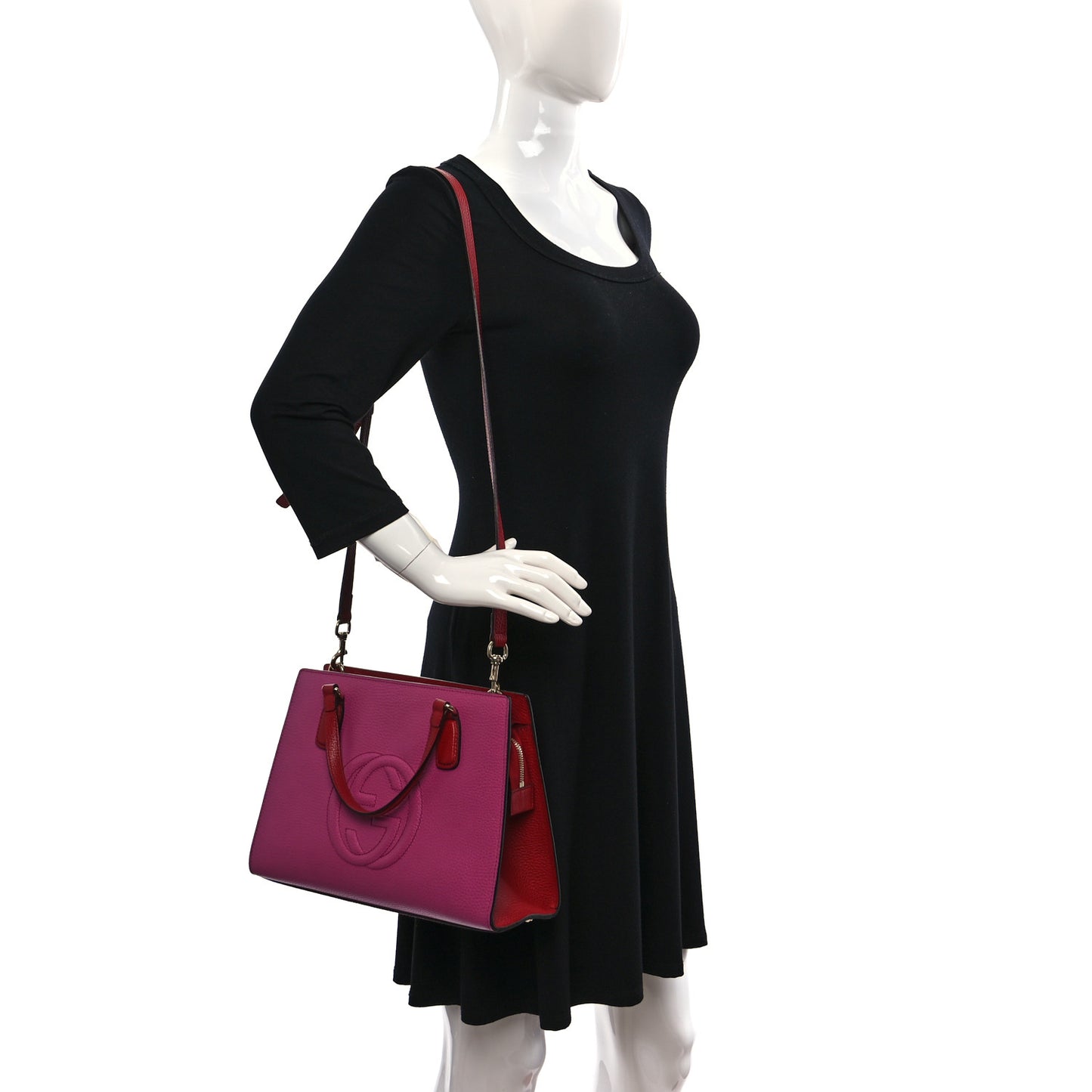Dollar Calfskin Medium Soho Top Handle Satchel New Rosette Hibiscus Red