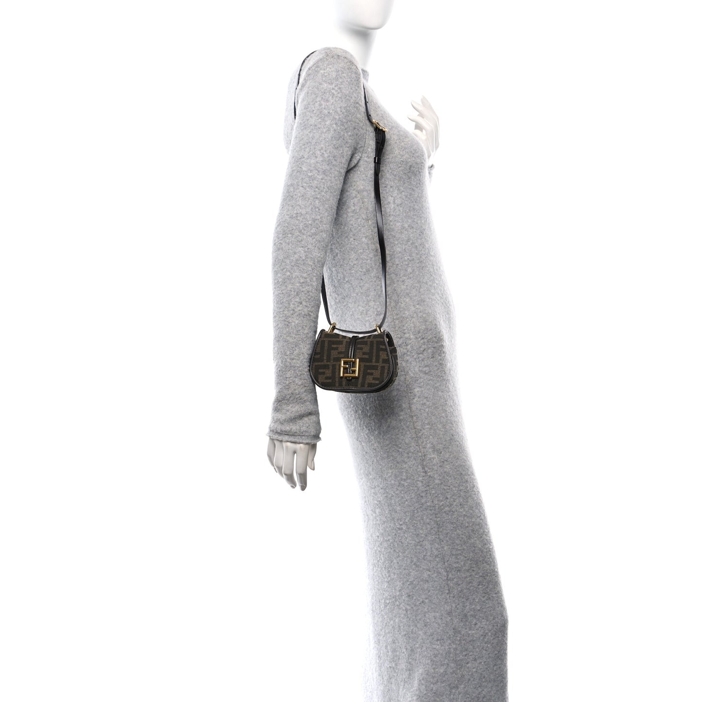 Fabric Jacquard Vitello Cher Cuoio FF 1974 Nano Fendi C'mon Tobacco Moro Ebano