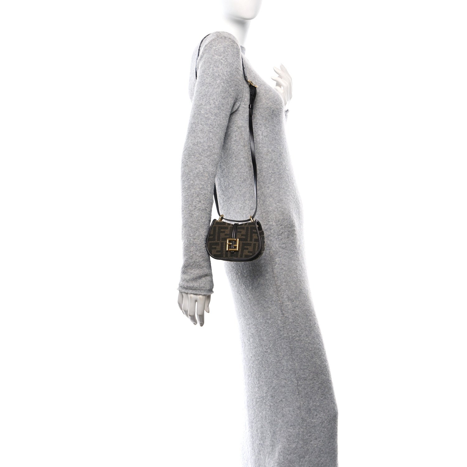 Fendi Fabric Jacquard Vitello Cher Cuoio FF 1974 Nano Fendi C'mon Tobacco Moro Ebano 2 of 10