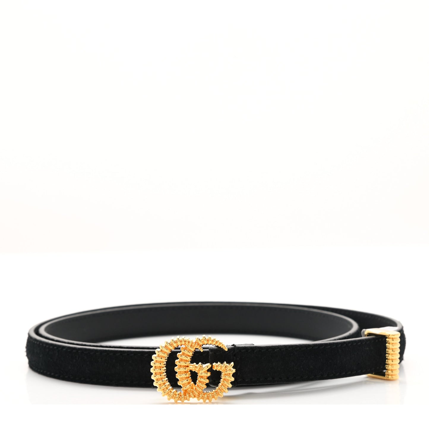 Suede Calfskin Torchon Double G 15mm Belt 85 34 Black