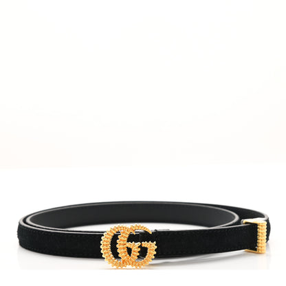 Gucci Suede Calfskin Torchon Double G 15mm Belt 85 34 Black 1 of 5