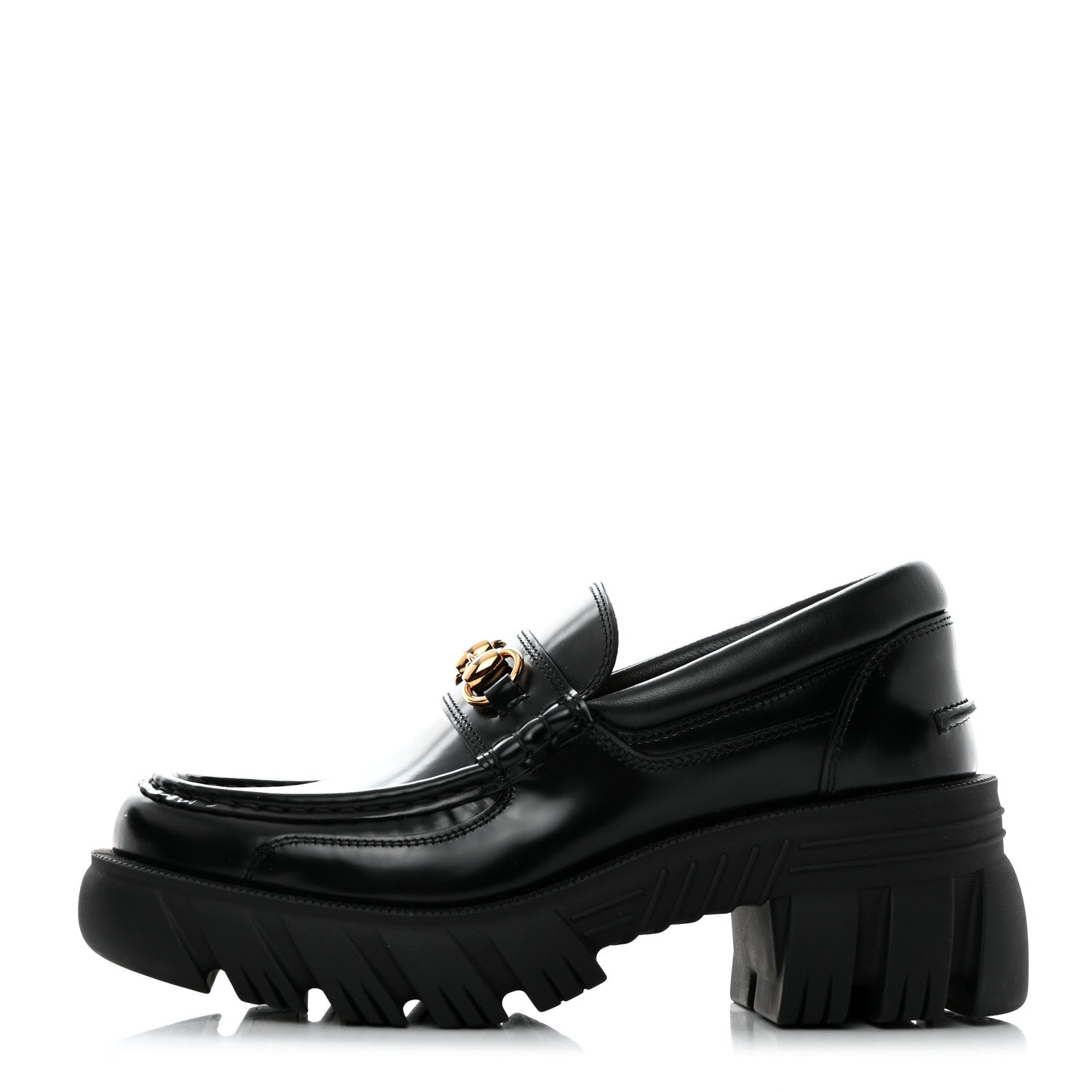 Gucci Magnum Calfskin Nappa Samoa Womens Horsebit Platform Chunky Lug Sole 40mm Loafers 38 Black 1 of 9