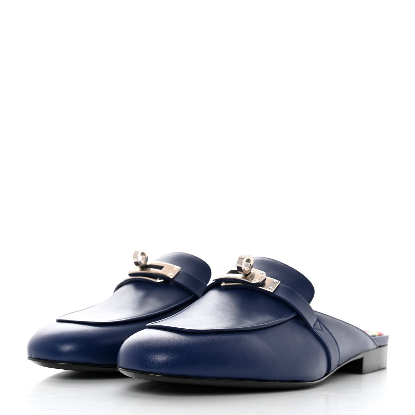 Calfskin Oz Mules 36 Bleu Maritime