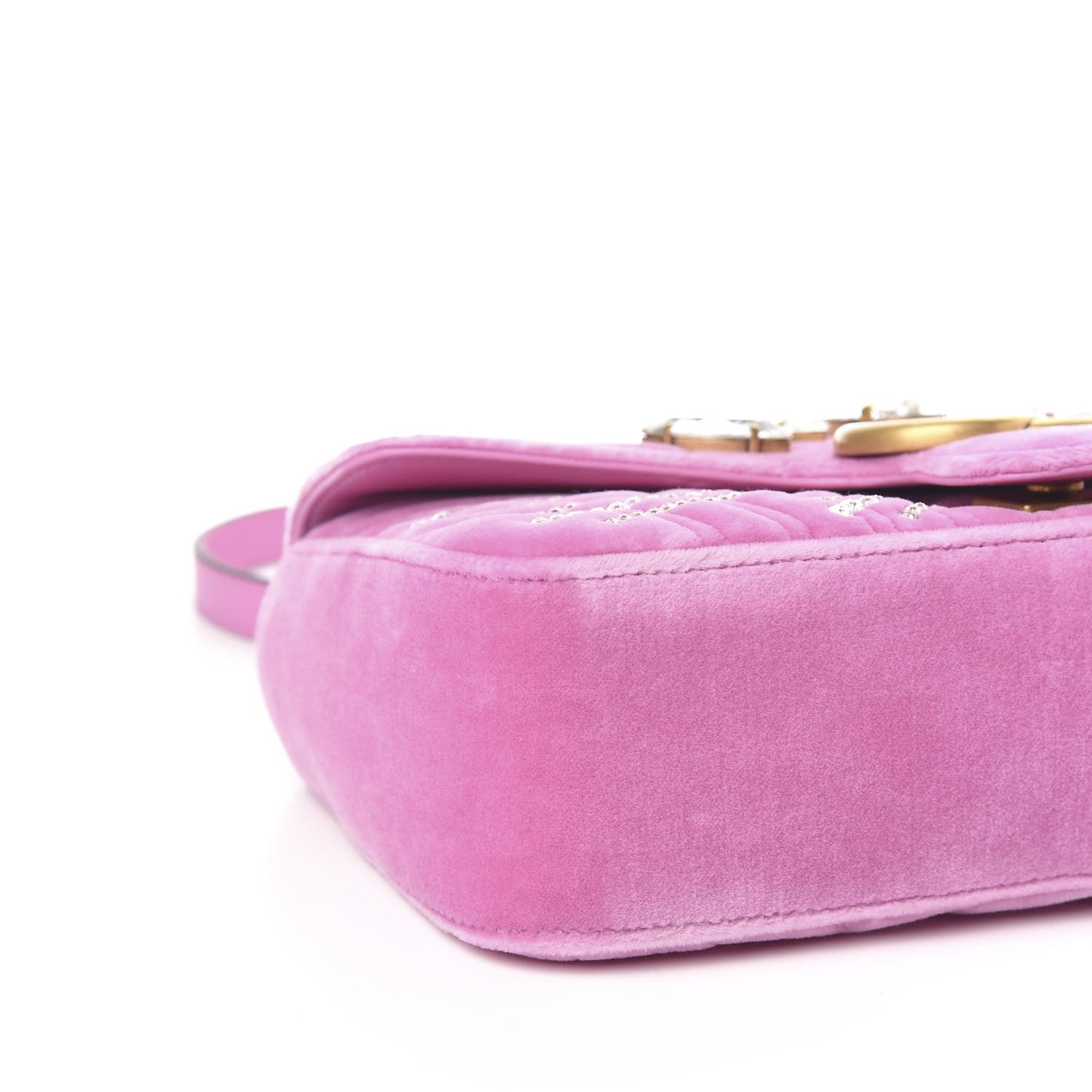 Velvet Matelasse Marquise Crystals Embroidered Small GG Marmont Shoulder Bag Malva